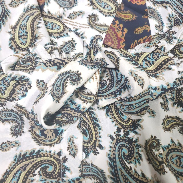 Rokh ロク シルク100% 長袖シャツ ペイズリー ボウタイ ダブルリボン レディースのトップス(シャツ/ブラウス(長袖/七分))の商品写真
