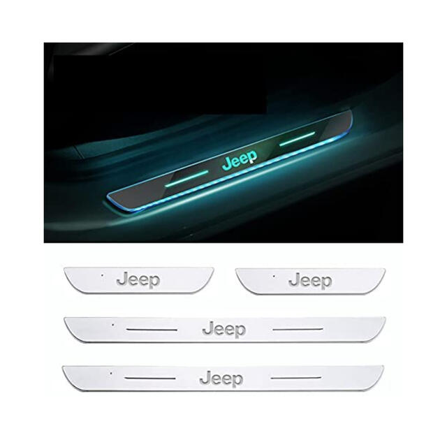 Jeep(ジープ)のラングラー　スカッフプレート　LED JL 新品　4枚セット 自動車/バイクの自動車(車内アクセサリ)の商品写真