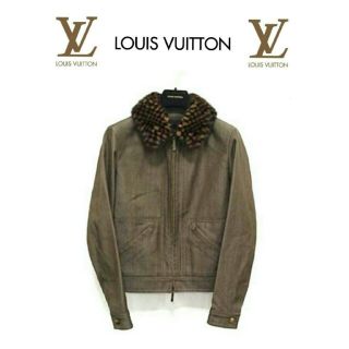 ルイヴィトン(LOUIS VUITTON)のルイヴィトン正規品 フランス製 最高級ダミエ柄ミンクファーデニムジャケット 36(Gジャン/デニムジャケット)