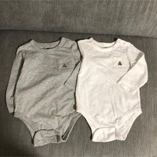 ベビーギャップ(babyGAP)のGAP ギャップベビー 長袖 ロンパース ホワイト グレー(ロンパース)