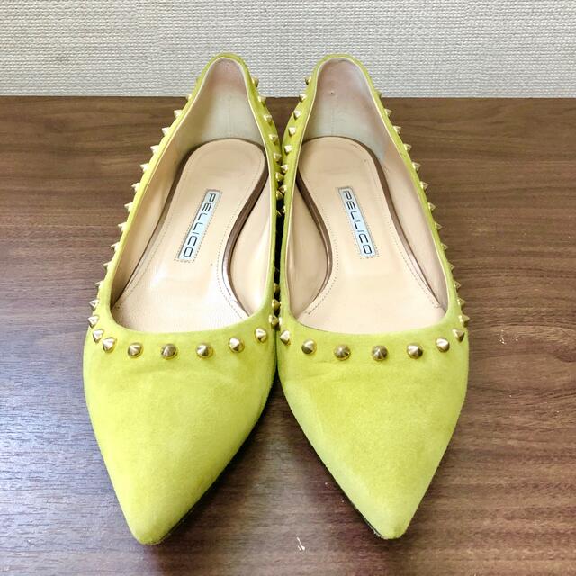 PELLICO(ペリーコ)のPELLICO ペリーコ フラット パンプス スエード スタッズ 37 1/2 レディースの靴/シューズ(ハイヒール/パンプス)の商品写真