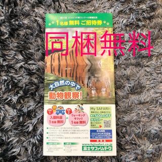 メンズグローブ　富士サファリパーク　1名様無料ご招待券　夏休み(動物園)