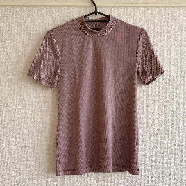 ZARA(ザラ)のZARA ピンストライプハイネックTシャツ レディースのトップス(Tシャツ(半袖/袖なし))の商品写真