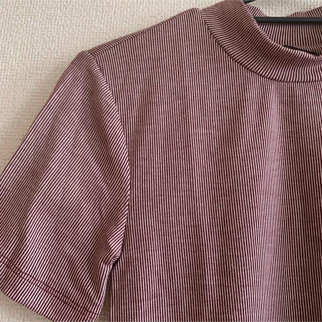 ZARA(ザラ)のZARA ピンストライプハイネックTシャツ レディースのトップス(Tシャツ(半袖/袖なし))の商品写真