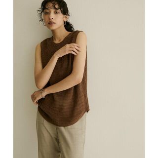 サロンアダムエロぺ(SALON adam et rope')の【ブラウン（22）】【極上の肌ざわり】2WAYワッフルタンクトップ-CreamyCotton /クリーミーコットン-(カットソー(長袖/七分))