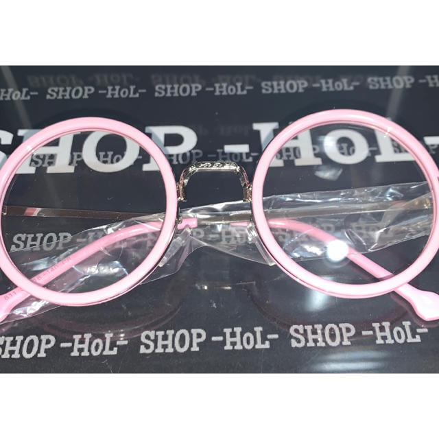 【送料込み】丸メガネ 度なしレンズ 伊達眼鏡 パステルピンクカラー PINK