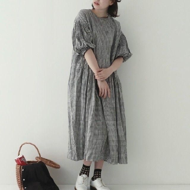 nest Robe(ネストローブ)のnest robe ギンガムチェック 2way リネン ワンピース レディースのワンピース(ロングワンピース/マキシワンピース)の商品写真