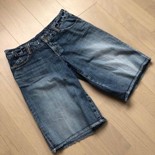 バーバリーブルーレーベル(BURBERRY BLUE LABEL)のバーバリーブルーレーベル　バッグロゴ　デニムハーフパンツ　ブルー　25(M)(デニム/ジーンズ)