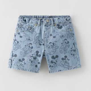 ザラキッズ(ZARA KIDS)のザラ キッズ 110 ミッキー バミューダパンツ デニム ショートパンツ(パンツ/スパッツ)