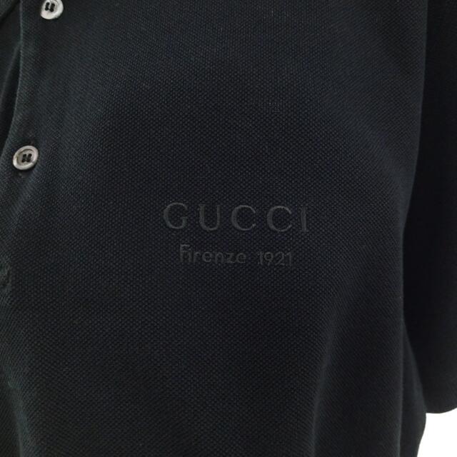 Gucci(グッチ)のGUCCI グッチ ロゴ刺繍半袖ポロシャツ 273561 ブラック メンズのトップス(ポロシャツ)の商品写真