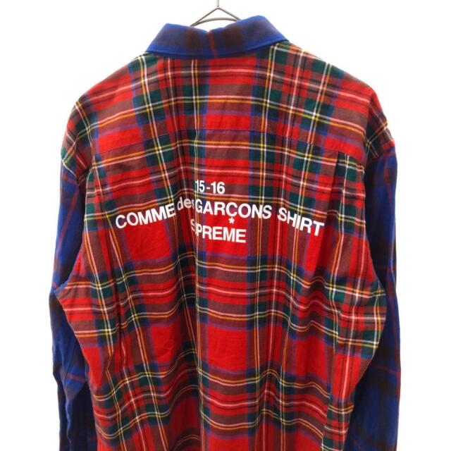 SUPREME シュプリーム 15AW×COMME des GARCONS SHIRT Button-Down Shirt コムデギャルソンシャツ  長袖シャツ タータンチェック ネルシャツ ブルー×レッド