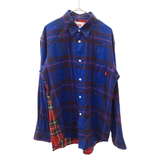 シュプリーム(Supreme)のSUPREME シュプリーム 15AW×COMME des GARCONS SHIRT Button-Down Shirt コムデギャルソンシャツ 長袖シャツ タータンチェック ネルシャツ ブルー×レッド(シャツ)