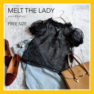 バブルス(Bubbles)の美品【MELT THE LADY】メルトザレディー シアートップス 黒 フリー(シャツ/ブラウス(半袖/袖なし))