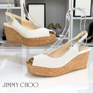 ジミーチュウ(JIMMY CHOO)の3526 未使用 ジミーチュウ コルク ウェッジサンダル ホワイト(サンダル)