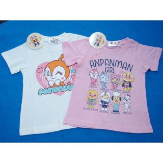 アンパンマン(アンパンマン)の新品　100cm　アンパンマン　女の子半袖Tシャツ2枚セット　ハートW・GP(Tシャツ/カットソー)