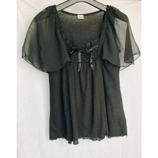 アクシーズファム(axes femme)のφAA axes femme フレンチ袖 黒 トップス M カットソー (カットソー(半袖/袖なし))