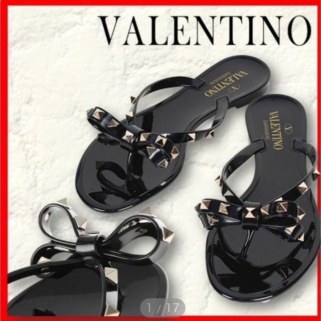 VALENTINO(ヴァレンティノ)の美品VALENTINO ヴァレンティノ  スタッズビーチサンダル レディースの靴/シューズ(サンダル)の商品写真