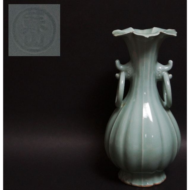 中国 大清乾隆年製 青花 人物文 長頸瓶 M R4724B