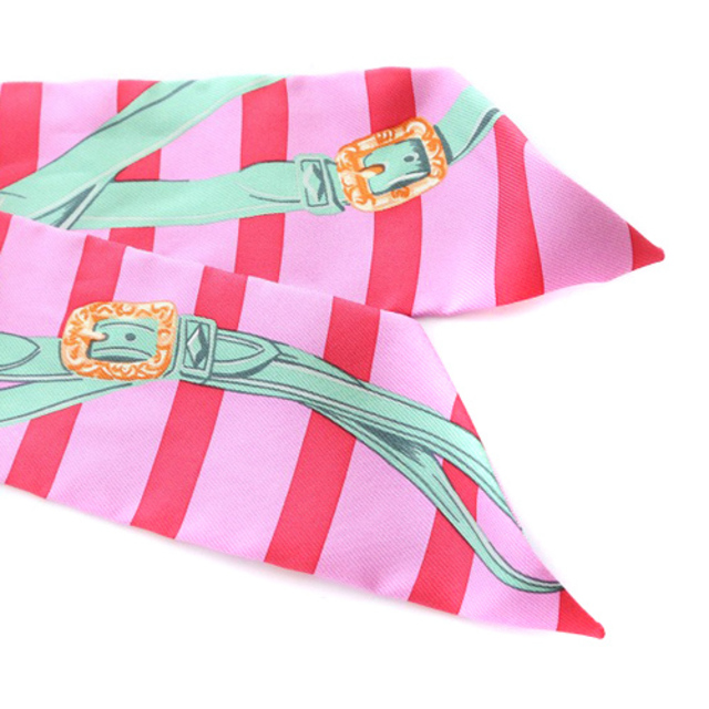 Hermes(エルメス)のエルメス 式典用馬勒 ツイリー リボンスカーフ 絹 ピンク レディースのファッション小物(バンダナ/スカーフ)の商品写真