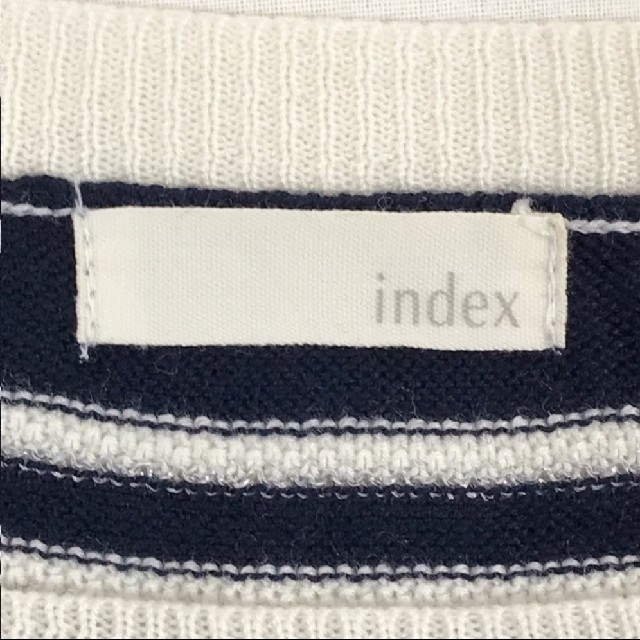 INDEX(インデックス)のニット index インデックス カットソー ボーダー ラメ ネイビー マリン レディースのトップス(カットソー(長袖/七分))の商品写真