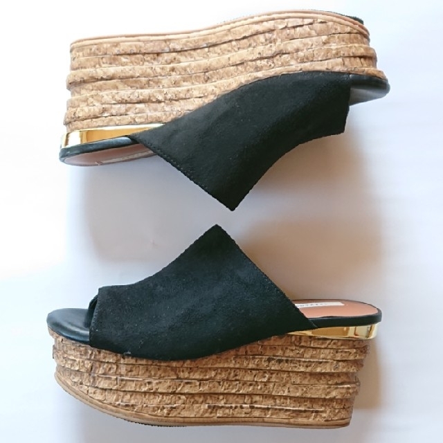 REDYAZEL(レディアゼル)のﾚﾃﾞｨｱｾﾞﾙ 甲高幅広の方◎厚底ﾐｭｰﾙ ｳｪｯｼﾞｽｴｰﾄﾞｻﾝﾀﾞﾙ 黒 レディースの靴/シューズ(サンダル)の商品写真
