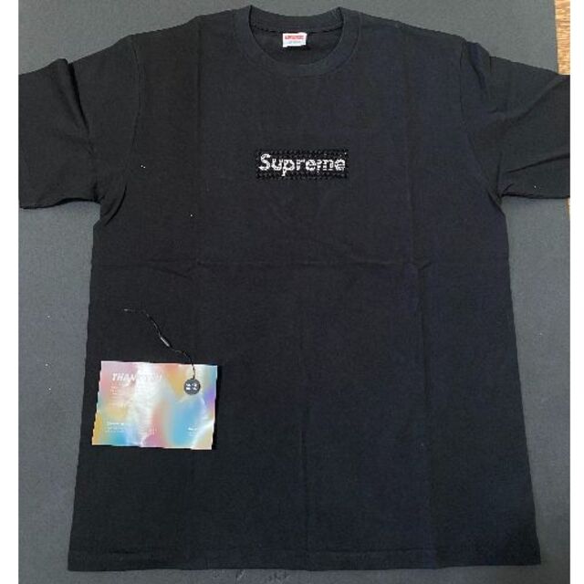 黒 M Supreme Swarovski Box Logo Tee