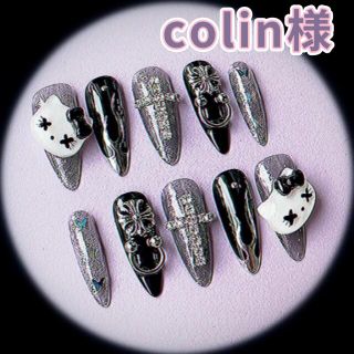 colin様 キティネイル 地雷ネイル ブラックネイル(つけ爪/ネイルチップ)