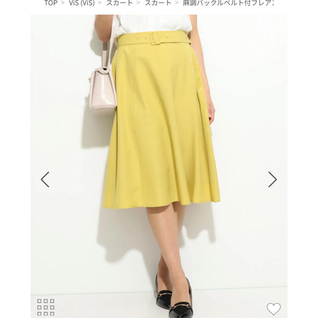 ViS(ヴィス)の麻調バックルベルト付きフレアースカート (vis) レディースのスカート(ひざ丈スカート)の商品写真