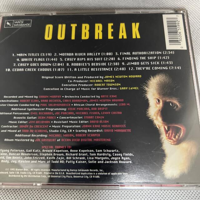 【中古】Outbreak/アウトブレイク-US盤サントラ CD エンタメ/ホビーのCD(映画音楽)の商品写真