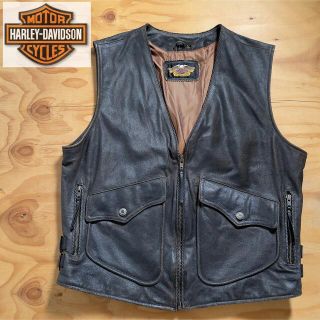 ハーレーダビッドソン(Harley Davidson)の☆Harley-Davidson 牛革 レザーベスト ブラウン/L（XXL相当(装備/装具)