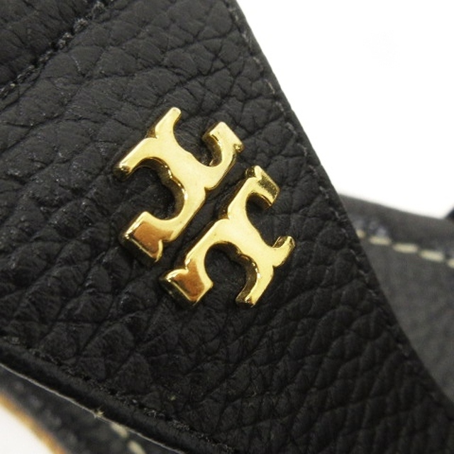 Tory Burch(トリーバーチ)のトリーバーチ サンダル ウエッジソール 厚底 コルク ロゴ レザー 黒 6M レディースの靴/シューズ(サンダル)の商品写真