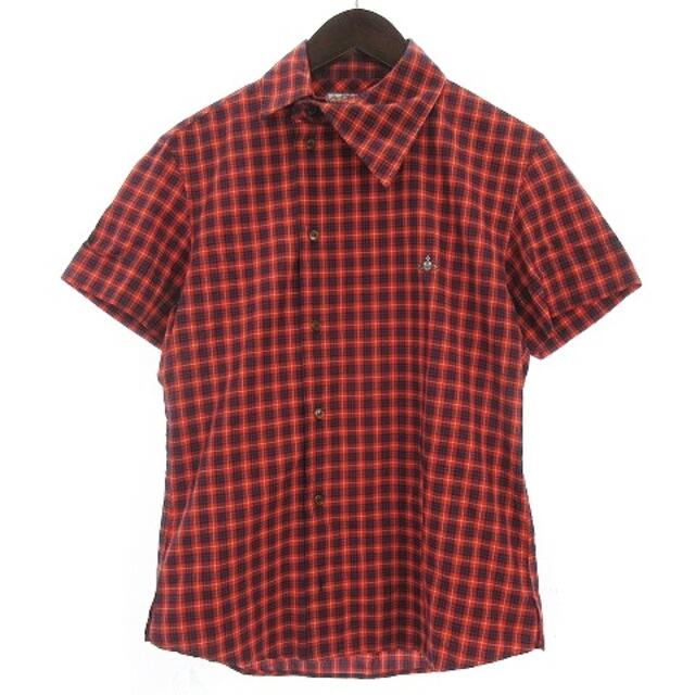 ヴィヴィアンウエストウッドマン シャツ 半袖 チェック オーブ 赤 紺 44 メンズのトップス(シャツ)の商品写真