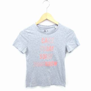 リーボック(Reebok)のリーボック Tシャツ カットソー 丸首 英字プリント 綿 半袖 S グレー(Tシャツ(半袖/袖なし))