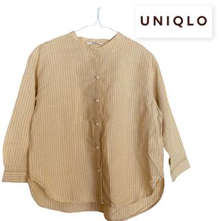 ユニクロ(UNIQLO)のユニクロ　UNIQLO リネンブレンドストライプバンドカラーシャツ（7分袖）(シャツ/ブラウス(長袖/七分))