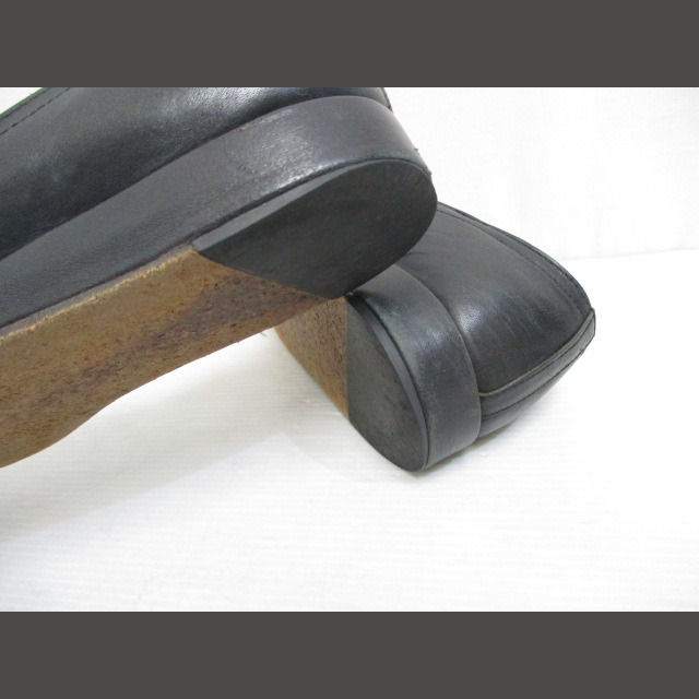 COMME des GARCONS(コムデギャルソン)のコムデギャルソン レザー リボン ローファー シューズ 22cm 黒 ブラック レディースの靴/シューズ(ローファー/革靴)の商品写真