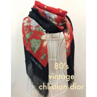 クリスチャンディオール(Christian Dior)の80's vintage chlistian dior  大判スカーフ ショール(バンダナ/スカーフ)