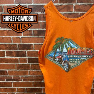 ハーレーダビッドソン(Harley Davidson)の【レアカラー】ハーレーダビッドソン タンクトップ オレンジT 古着tシャツ(タンクトップ)