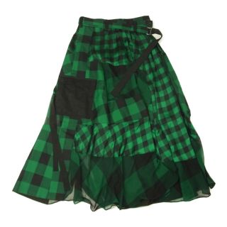 サカイ(sacai)のSacai サカイ 22SS 22-05941 Buffalo Check Maxi Skirt バッファローチェック マキシ スカート ブラック系 グリーン系 2【中古】(その他)