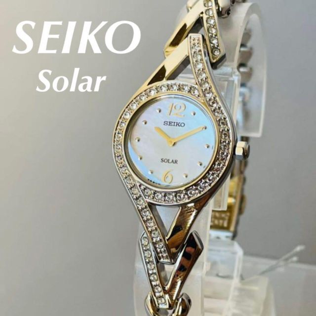 【新品未使用】SEIKO/ソーラー/レディース腕時計/クリスタル/MOPシルバーケースの材質