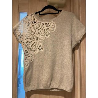 ルシェルブルー(LE CIEL BLEU)のLE CIEL BLUE 刺繍レース　ニットTシャツ(カットソー(半袖/袖なし))