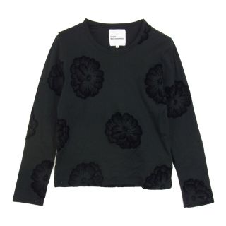 コムデギャルソン(COMME des GARCONS)のCOMME des GARCONS コムデギャルソン noir kei ninomiya ノワールケイニノミヤ AD2014 3N-T007 花 フラワー フロッキー パッチ クルーネック 長袖 Tシャツ カットソー ブラック系 S【中古】(カットソー(長袖/七分))