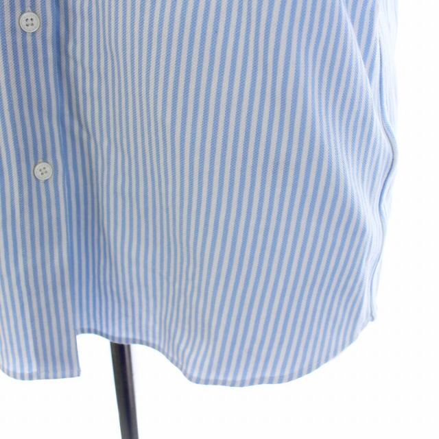 LACOSTE(ラコステ)のラコステ ブラウス シャツ 長袖 ストライプ ロゴ刺繍 38 M 水色 レディースのトップス(シャツ/ブラウス(長袖/七分))の商品写真