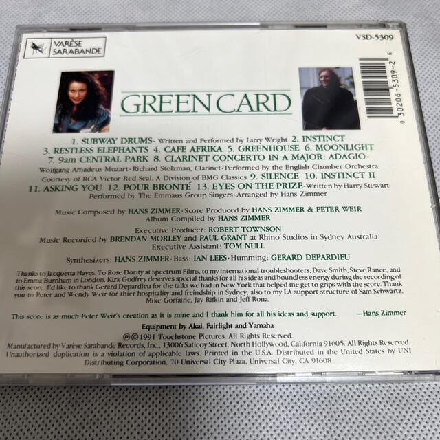 【中古】Green Card/グリーン・カード-US盤サントラ CD エンタメ/ホビーのCD(映画音楽)の商品写真