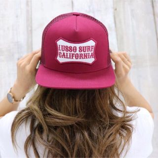 スタンダードカリフォルニア(STANDARD CALIFORNIA)のストリート系☆LUSSO SURF ボックスロゴ刺繍キャップ☆帽子　ボルドー(キャップ)