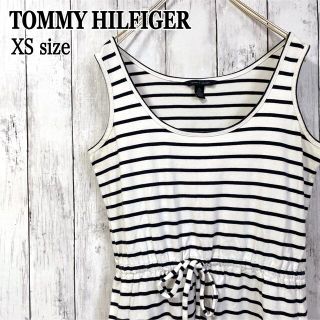 トミーヒルフィガー(TOMMY HILFIGER)のトミーヒルフィガー ノースリーブワンピース タンクトップ ボーダー XS 夏(ひざ丈ワンピース)