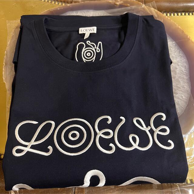 【新品タグ付】M LOEWE ロゴTシャツ　ネイビー　メンズ