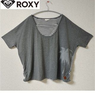 ロキシー(Roxy)のロキシー L◆グレー ボーダー ゆるダボ 半袖 トレーナー スウェット Tシャツ(Tシャツ(半袖/袖なし))