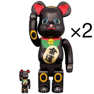 メディコムトイ(MEDICOM TOY)の【2箱セット】BE@RBRICK 招き猫 金運 黒メッキ 100％ & 400％(その他)