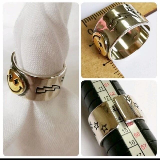 スマイル リング 顔金 にこちゃん フリーサイズ 調整可能 韓国 指輪 ニコ レディースのアクセサリー(リング(指輪))の商品写真