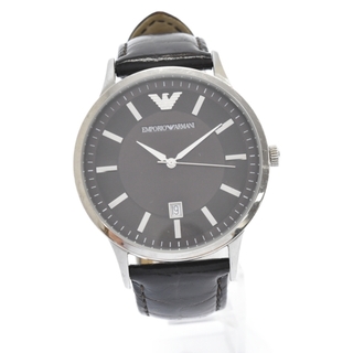 エンポリオアルマーニ(Emporio Armani)のEMPORIO ARMANI エンポリオアルマーニ クォーツ腕時計 AR-2413 レザーベルト シルバー(腕時計(アナログ))
